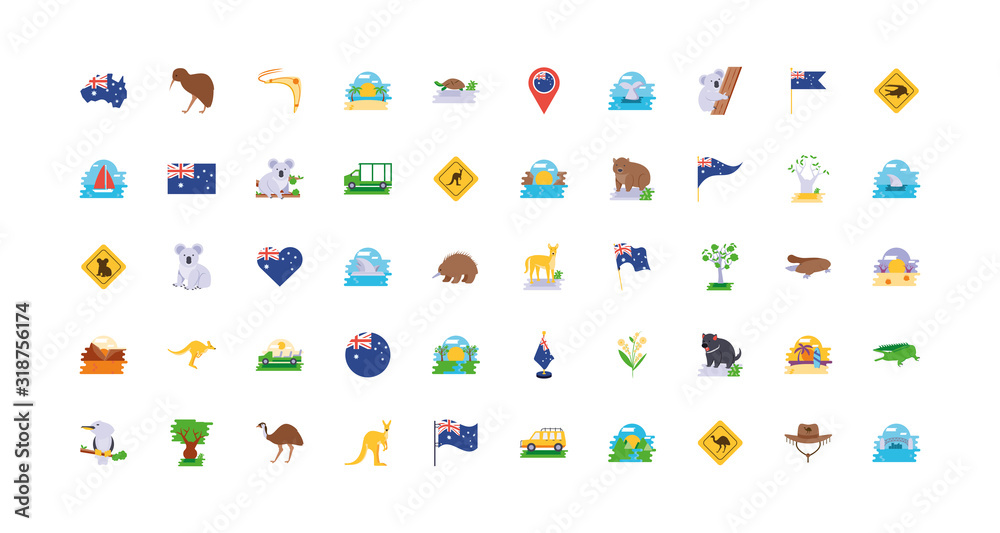 Isolated australian icon set vector design Isolated australian icon set vector design