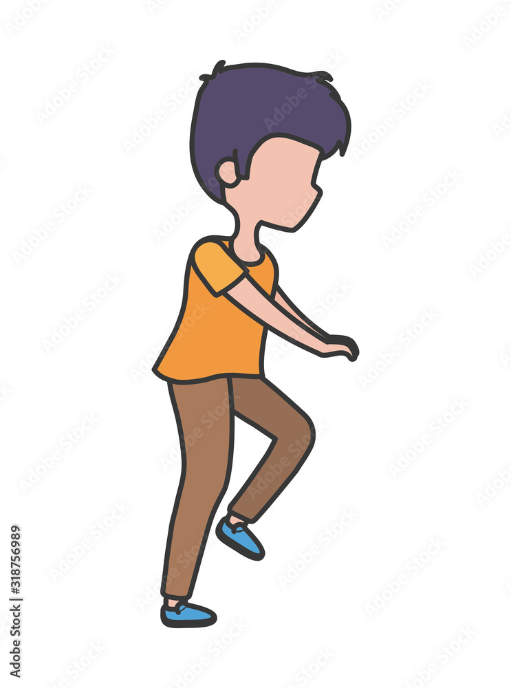 young man walking character cartoon icon young man walking character cartoon icon