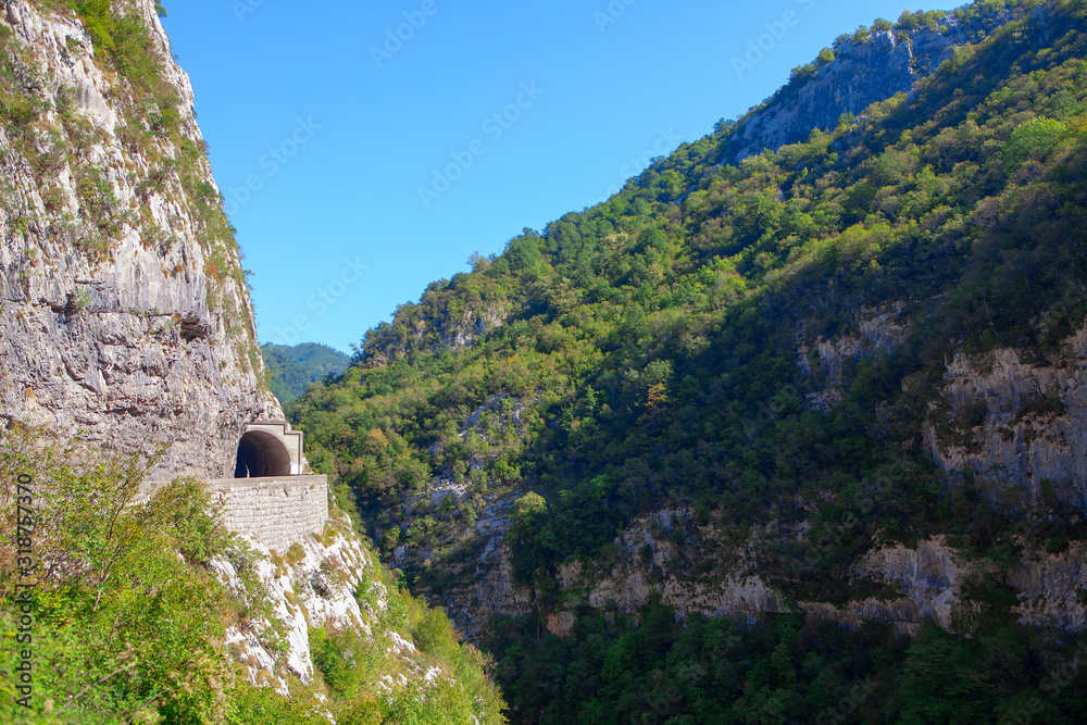canyon and tunnel in the mountains
