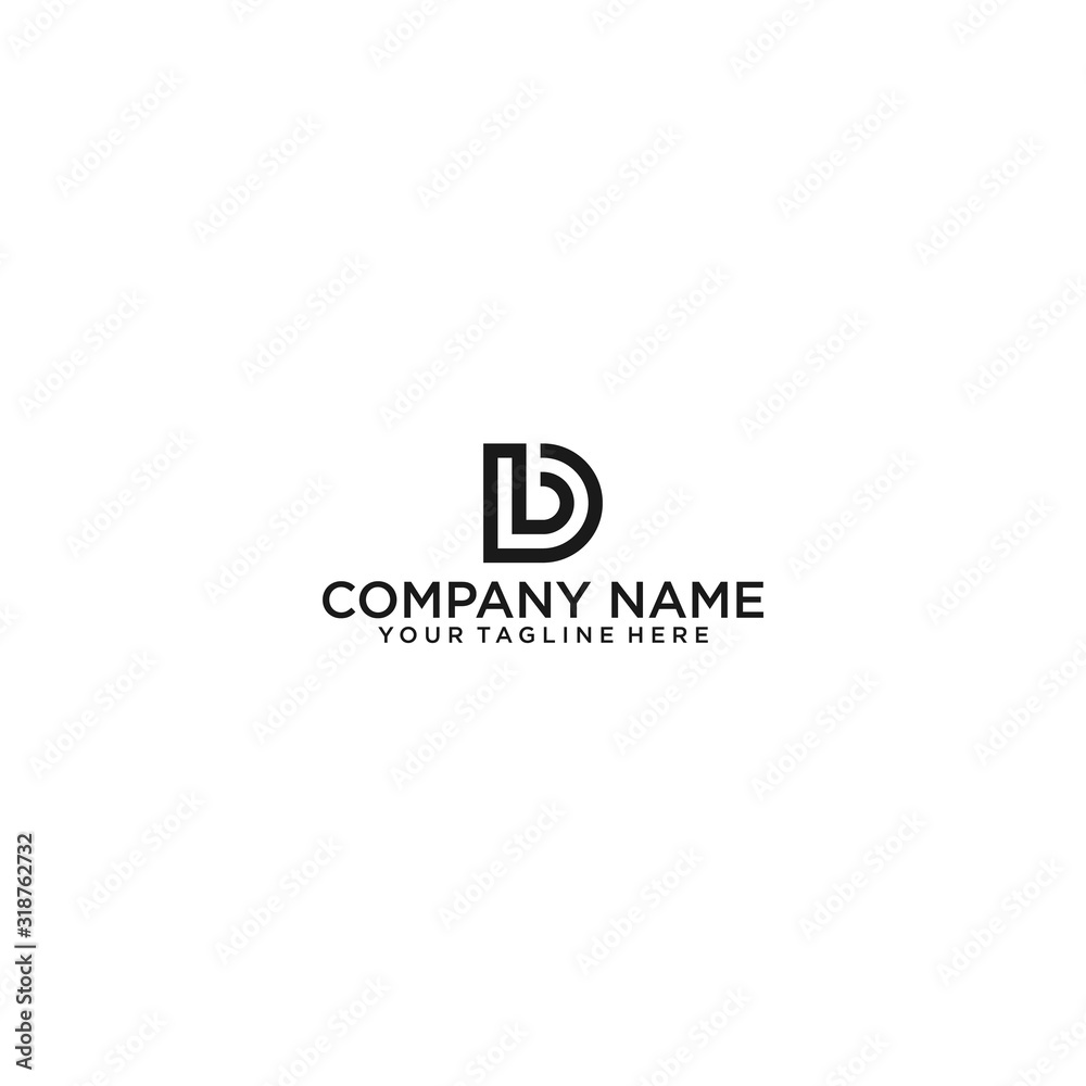 Creative and Minimalist Letter D, DB Logo Design Icon, vector