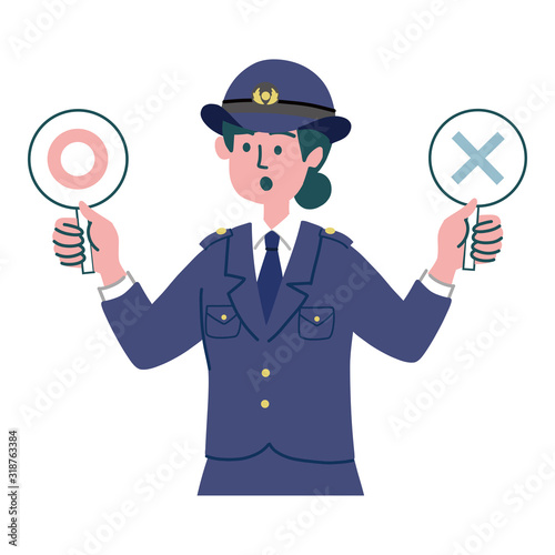 警察官　婦警　女性　マルバツ