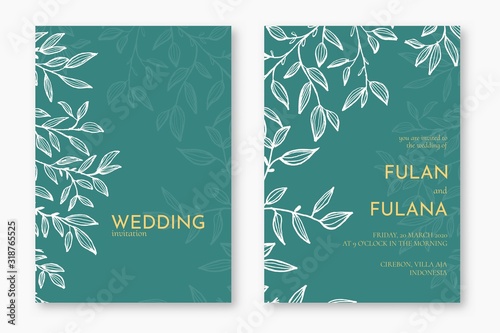 Wallpaper Mural set modern floral outline hand drawn luxury wedding invitation design or card templates for wedding or fashion or greeting with tree plant flower texture elegant background bundle vector illustration Torontodigital.ca