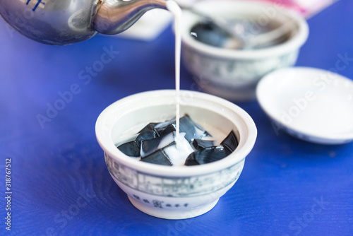 Chinese traditional food Guiling paste.