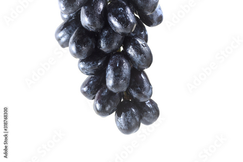 Bunch of grapes covered with drops of water isolated on white background.