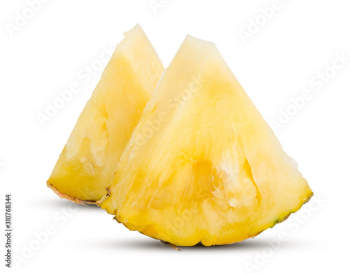 Ripe pineapple slice isolated on white with clipping path.