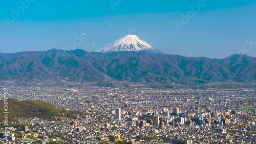 Kofu, Japan skyline with Mt. Fuji photo