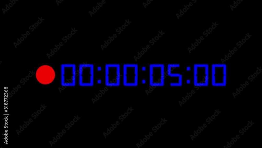 one minute blue timecode countdown 25 fps with record indicator on black background one minute blue timecode countdown 25 fps with record indicator on black background