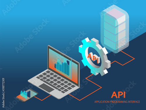 API application programming interface concept vector. Isometric illustration. photo