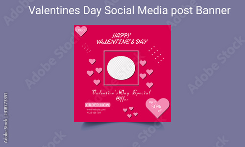  Editable Valentine's Day Social Media Post Template Design. Food Social Media Post Design fro Valentine's Day. Social Media Banner For Digital marketing.