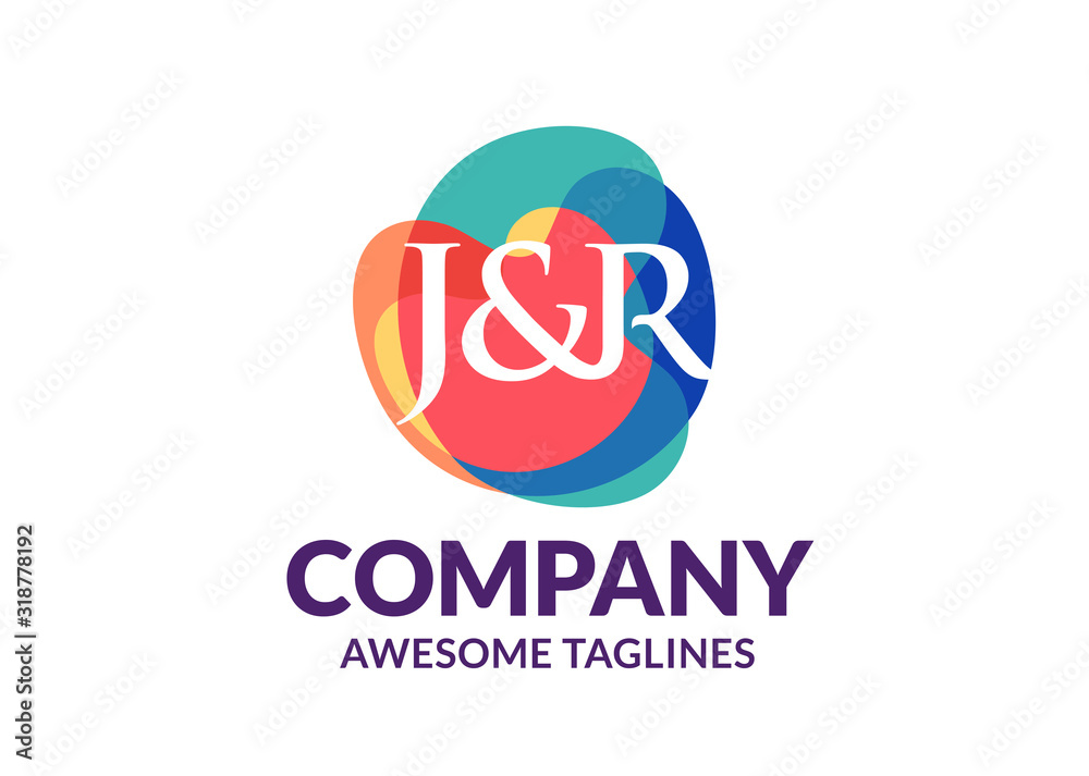 Obraz premium initial letter J and r symbol with abstract colorful background logo concept