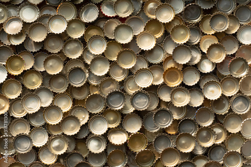 Beer Bottle Caps, Metal Texture Background