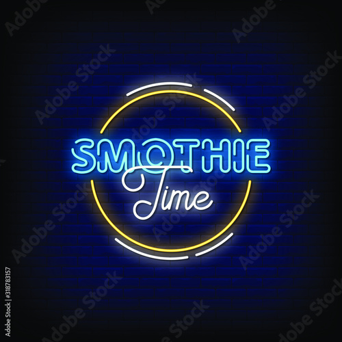 Smothie Time Neon Signs Style Text Vector