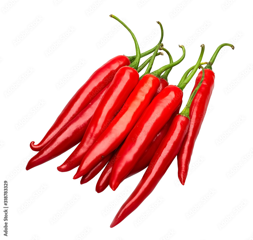 .Red chili pepper in a isolate on white background with clipping path