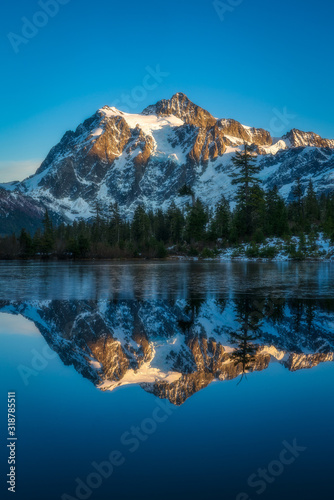 Sunset Mountain Reflections - Mt Shuksan Washington © Riley Smith Photos