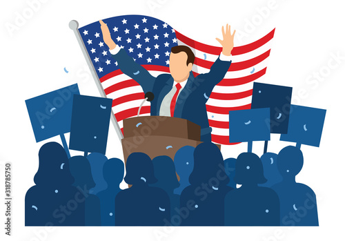Illustration of citizenry who gave a round of applause after the president's speech at President's Day celebration