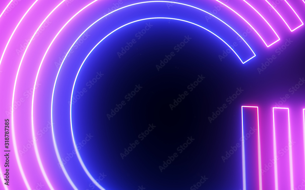 Fototapeta premium Glowing & Shining Colorful Neon Line Light Alphabet Abstract on Black Background