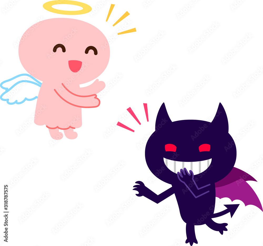 かわいい天使と悪魔のキャラクター Stock Vector | Adobe Stock
