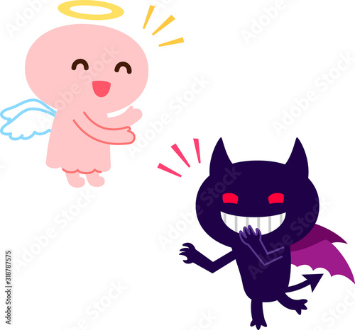 かわいい天使と悪魔のキャラクター