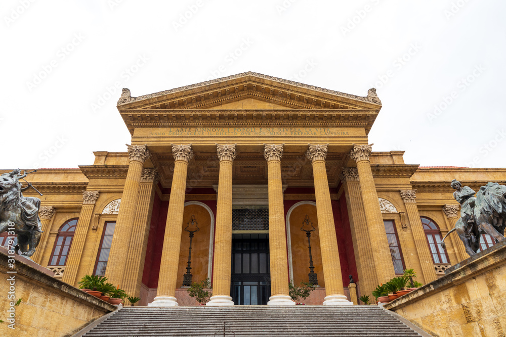 Italy, Sicily, Province of Palermo, Palermo. The Teatro Massimo opera house in Palermo.
