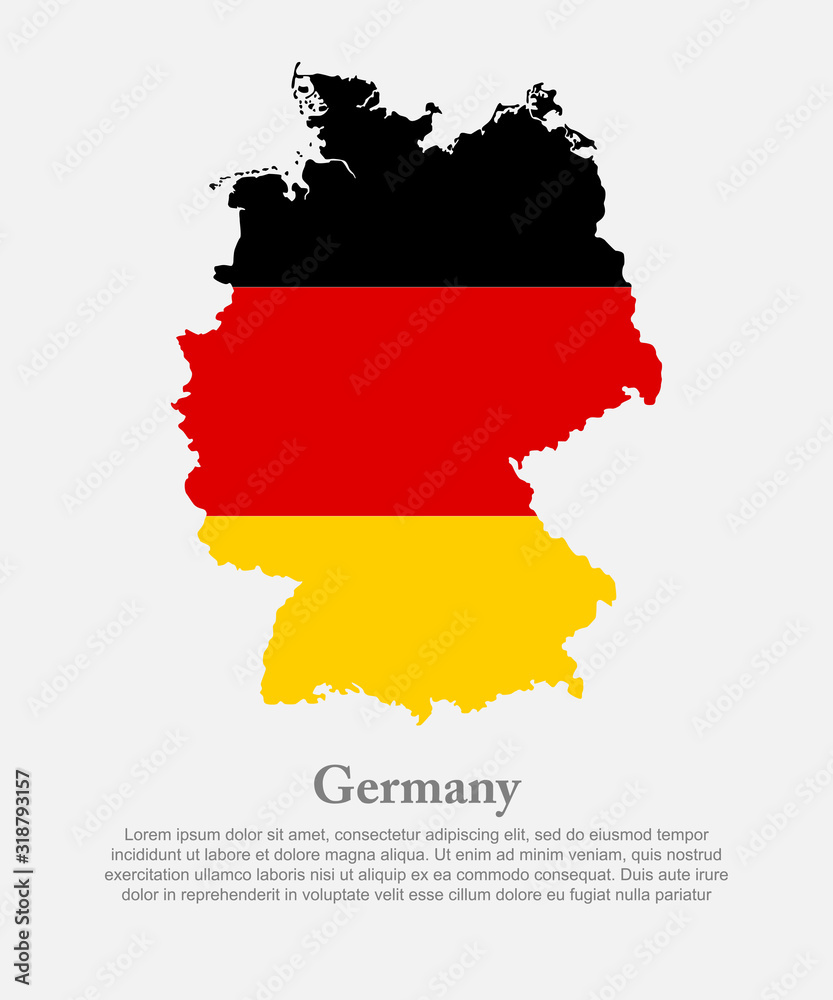 Germany map flag, Europe country vector template Germany map flag, Europe country vector template