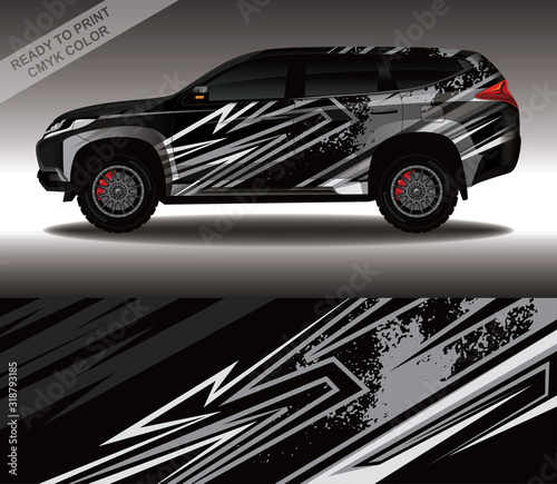 Car wrap decal design vector, custom livery race rally car vehicle sticker and tinting.
