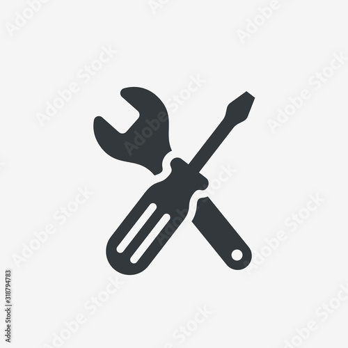 Service, icon concept. Wrench and screwdriver. Work tools vector illusrtation in flat style. photo