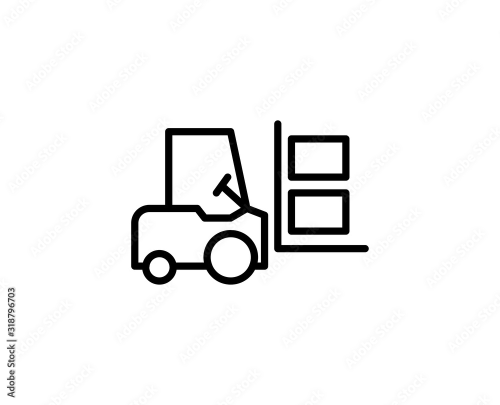 Naklejka premium Forklift line icon