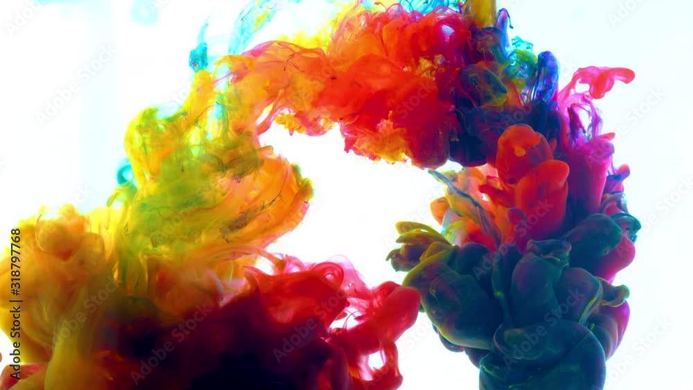 4K , Color paint drops in water ,   Colorful ink in water, 4K footage,