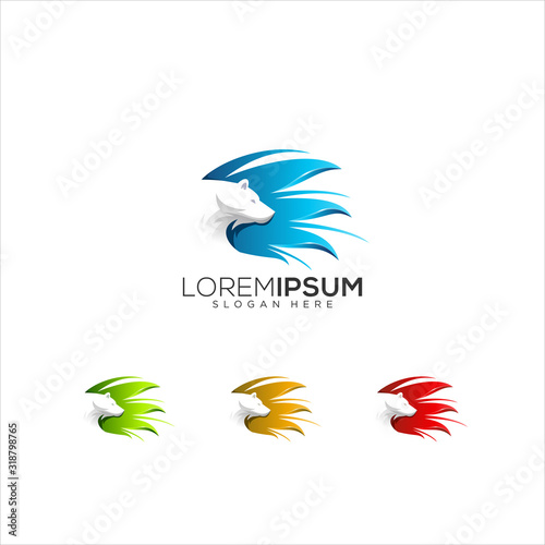 bear and wing colorful vector logo illustration