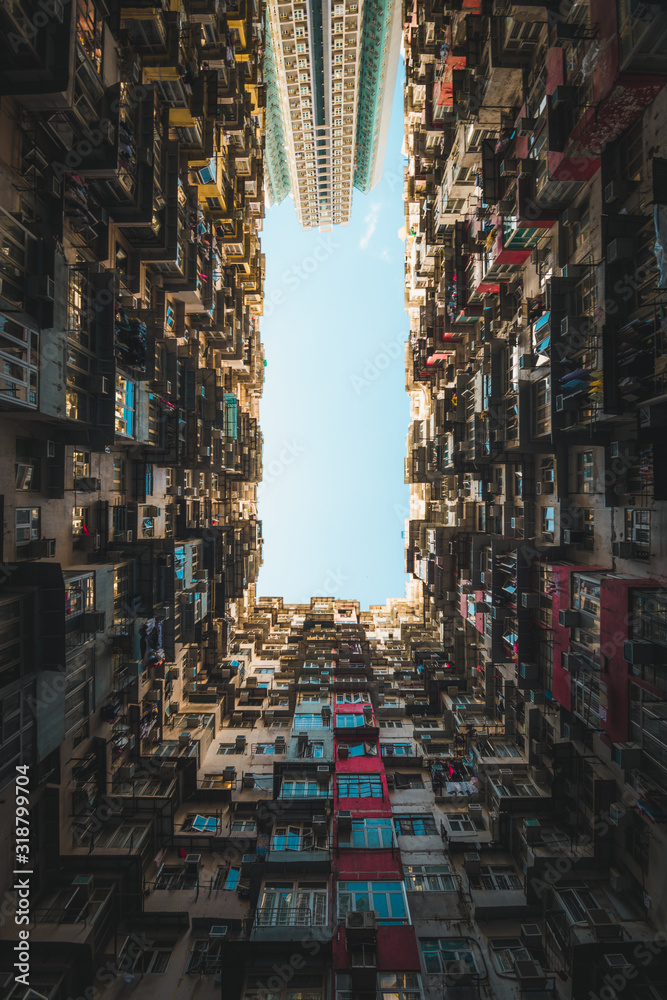 Symmetrical Dense Building Photography in Hong Kong Symmetrical Dense Building Photography in Hong Kong