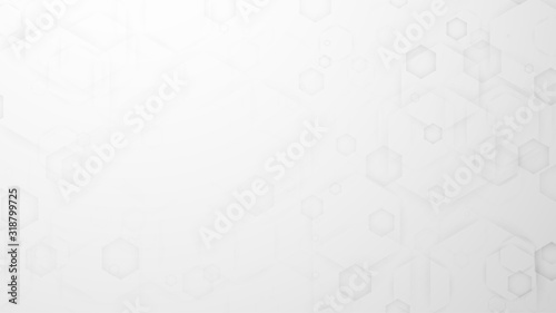 Abstract Gradient White Background with Hexagon Shapes. Futuristic Vector Illustration