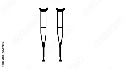 Axillary crutch line black icon. Medical tool for people photo