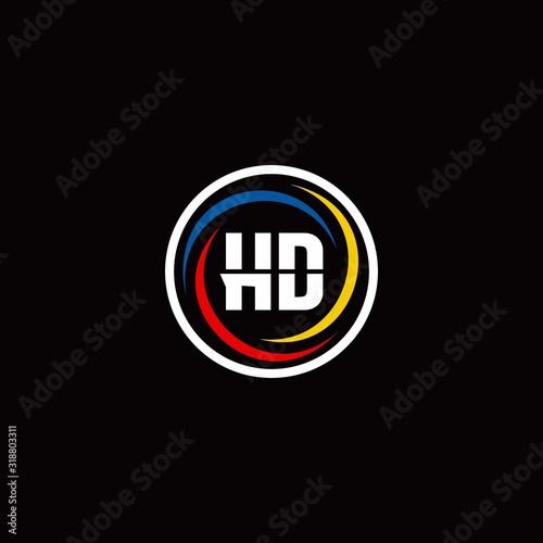 HD logo monogram isolated on circle shape with 3 slash colors rounded design template