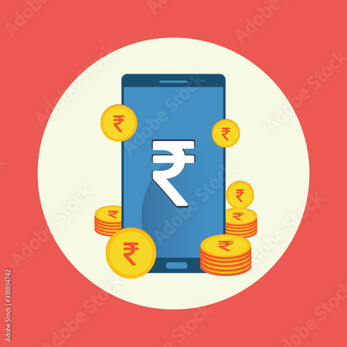 pay with Indian Rupee coin with smart phone