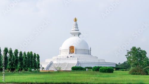 Majestic World Peace Stupa in Lumbini, Nepal.