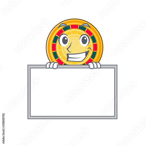 A cute picture of roulette grinning with board