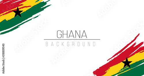 Ghana flag brush style background with stripes. Stock vector illustration isolated on white background.