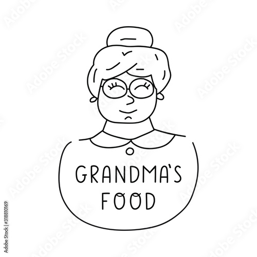 Grandma's food. Vector hand drawn outline illustration on white background.