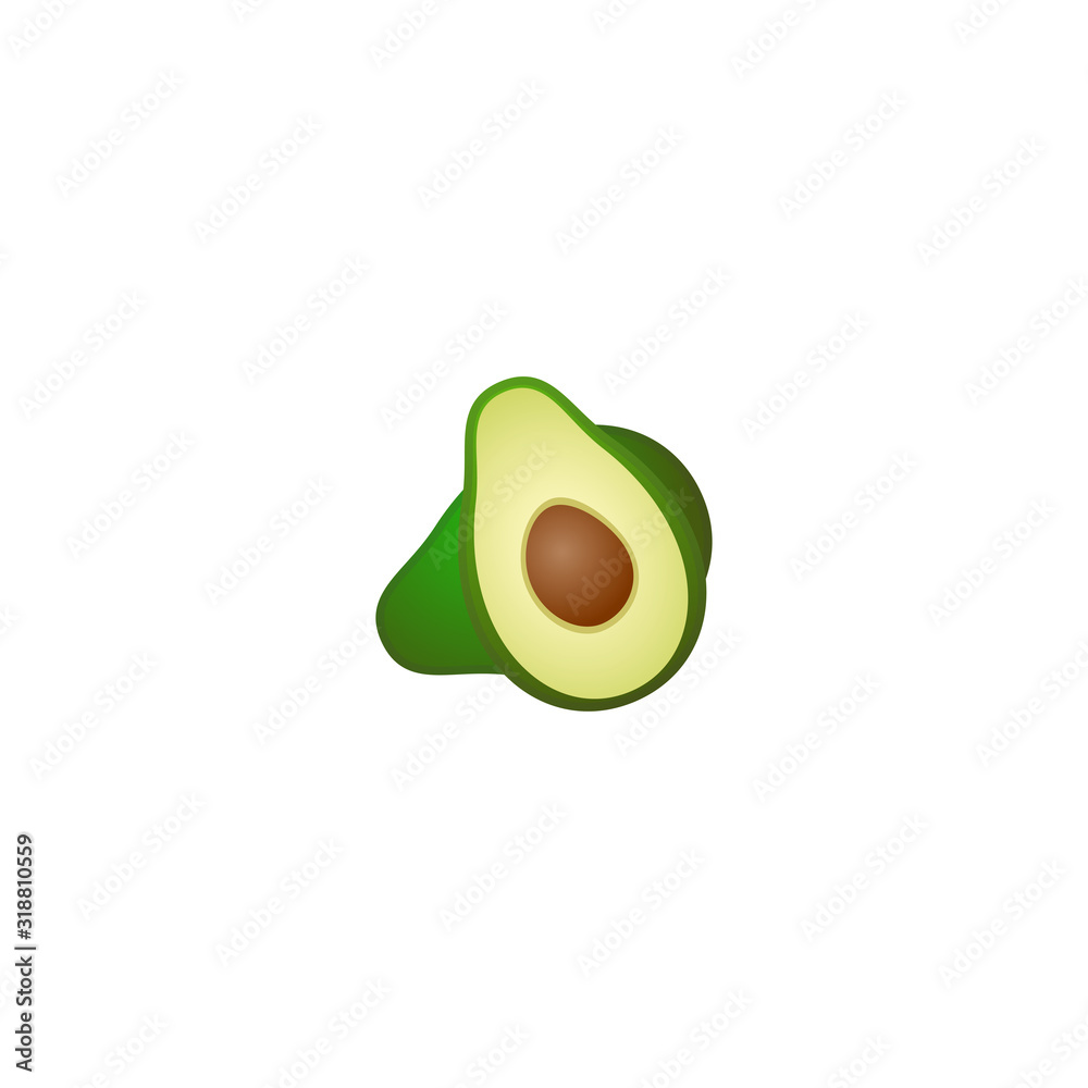 Avocado Vector Icon. Alligator Pear. Isolated Tropical Avocado Fruit Illustration