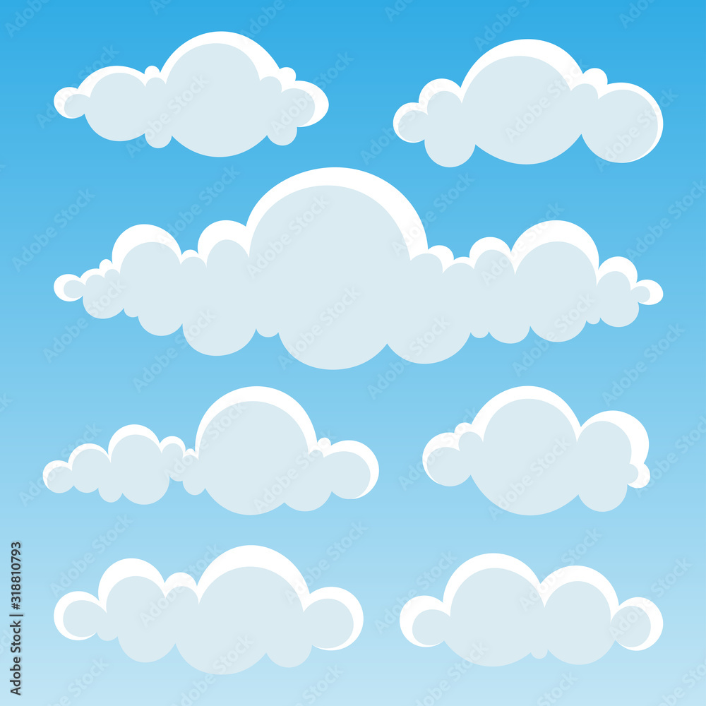Clouds in blue sky. Vector Illustration.