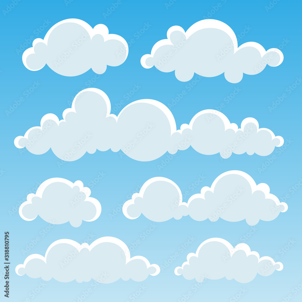 Clouds in blue sky. Vector Illustration.