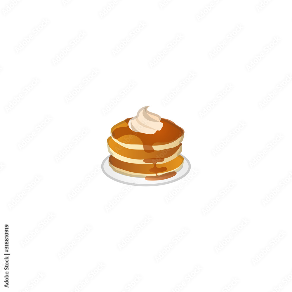 Pancakes Vector Icon. Isolated Pancakes Cookie Emoji, Emoticon