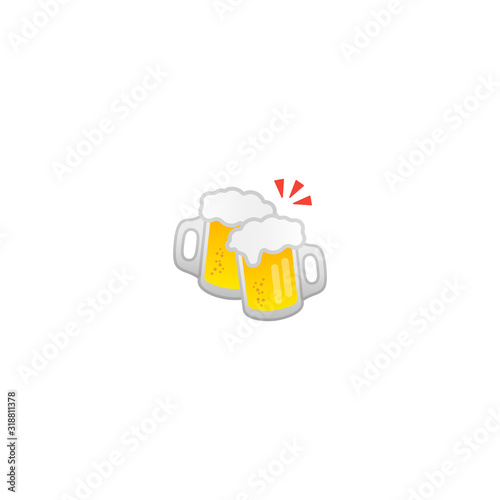 Clinking Beer Mugs Vector Icon. Two Glass of Cold Beer Isolated Emoji, Emoticon Illustration
