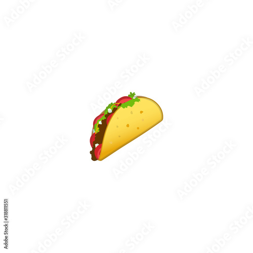 Taco Vector Icon. Mexican Taco Isolated on White Background Emoji, Emoticon Illustration