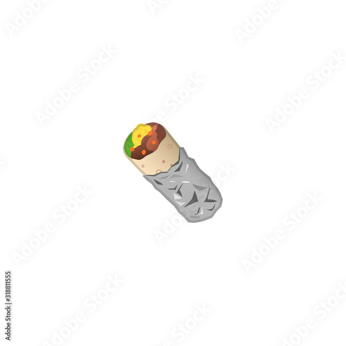 Burrito Vector Icon. Isolated Mexican Steak Burritos Emoticon Illustration