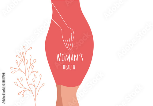 Beautiful female body and women's hygiene and health concept. Menopause, Urinary incontinence, Gynecology and care for women's sexual health. Maternity and pregnancy sign. Vector illustration.