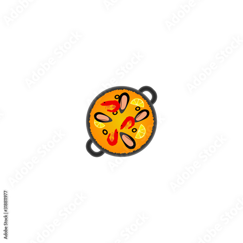 Pan of Food Vector Icon. Isolated Shallow Pan of Food Emoji, Emoticon Illustration