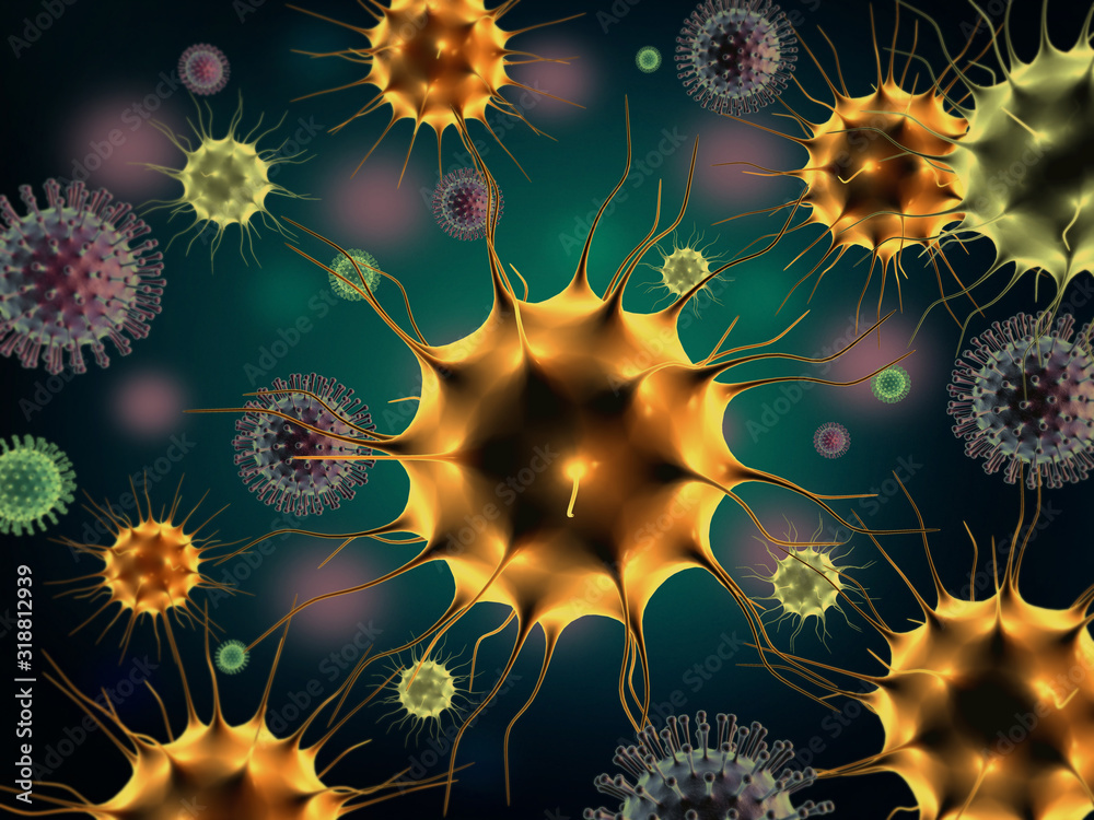 Virus infection cause chronic disease. 3d illustration.