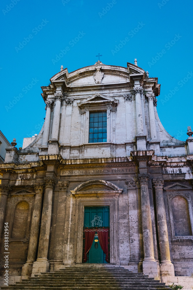 Rome, Italy - Dec 26, 2019: Church of Saint Nicholas of Tolentino Rome Italy Rome, Italy - Dec 26, 2019: Church of Saint Nicholas of Tolentino Rome Italy