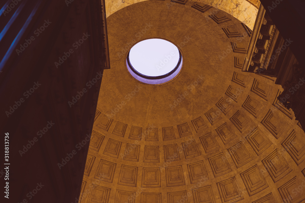 Rome, Italy - Dec 31, 2019: Dome of the Pantheon, Rome, Italy